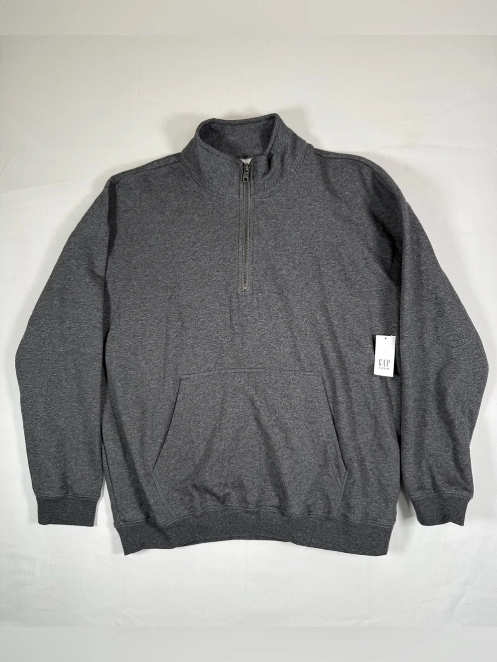 NWT GAP Teen Half Zip Pullover Sweatshirt Size 12 Charcoal Gray‎ Fleece NEW